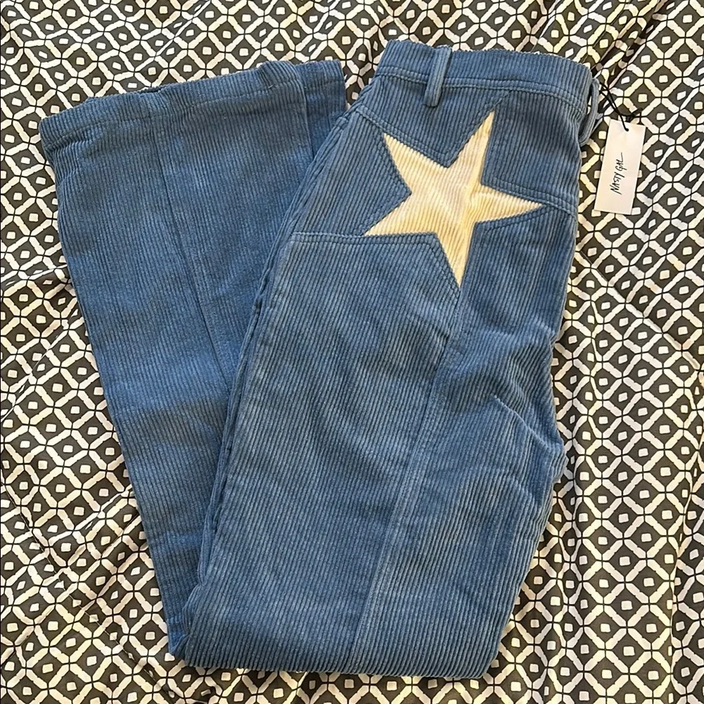 NastyGal Corduroy High Waisted Flared Star Bum Pants - Picture 2 of 6